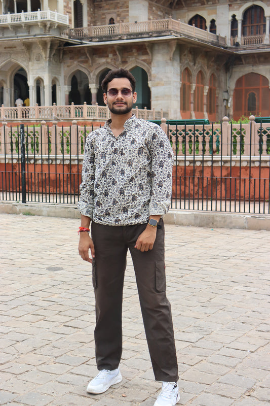 Jaipuri ~ Royal Elephant Block Print Kurta