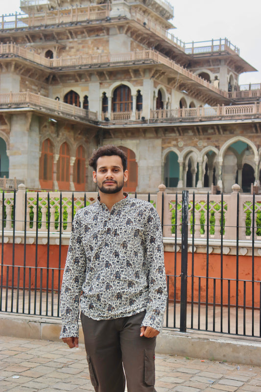 Jaipuri ~ Royal Elephant Block Print Kurta